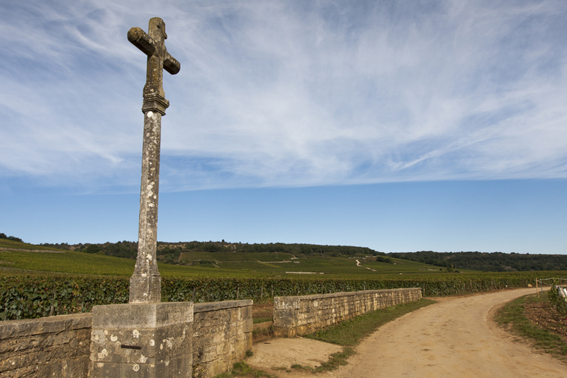 The cross marking the Romanée-Conti vineyard