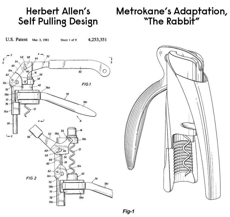 Allen's Self Pulling Corkscrew Patent And The Rabbit Patent For A Similar Device, Two Decades Later