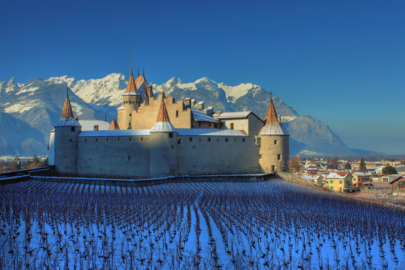 Chateau d'Aigle In Winter - Switzerland