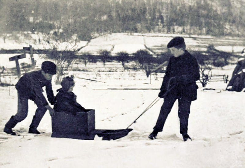 1907 - "A sled ride for the little sister" - Farmer's Boy