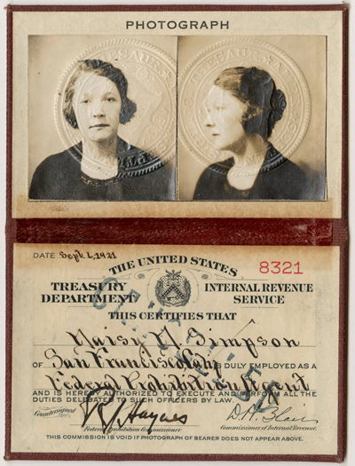 ID for Prohibition Agent Daisy Simpson