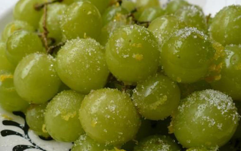 Wine marinated grapes