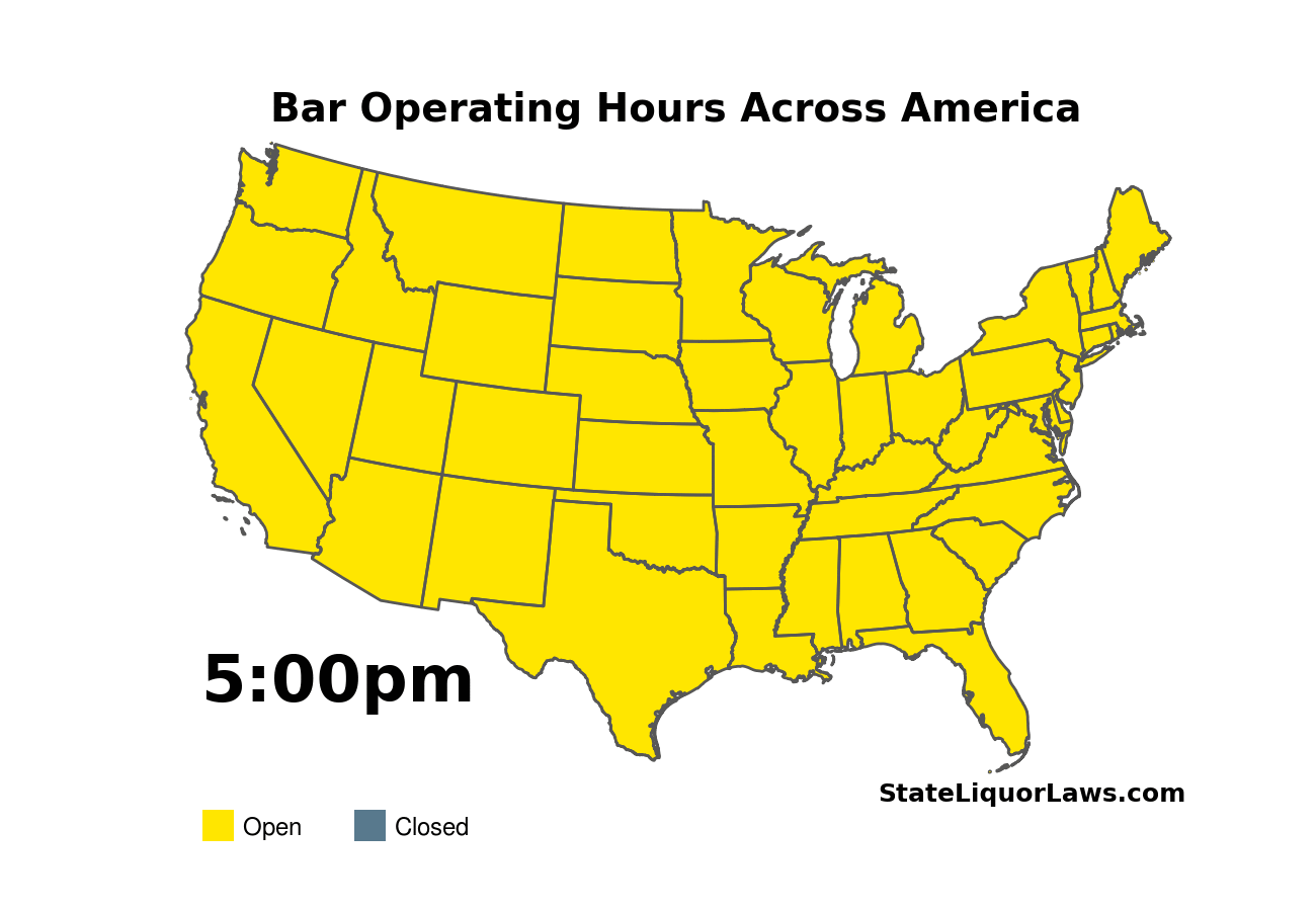 Bar Opening And Closing Times In Every State - Animated Map