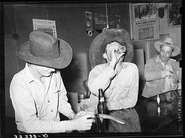 Cowboys in beer parlor