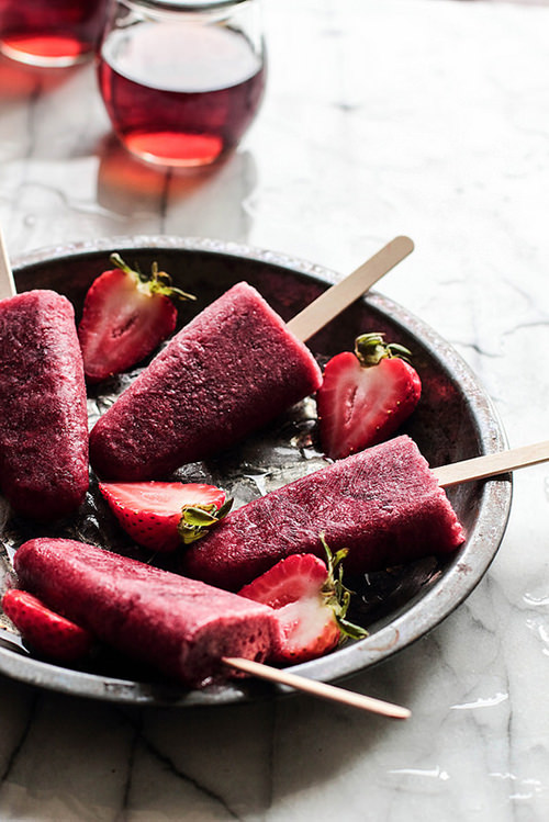 Roasted Strawberry Red Wine Popsicles by Pastry Affair