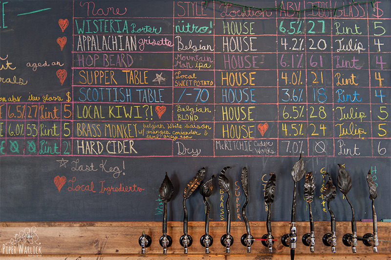 The draft list at Fonta Flora Brewery