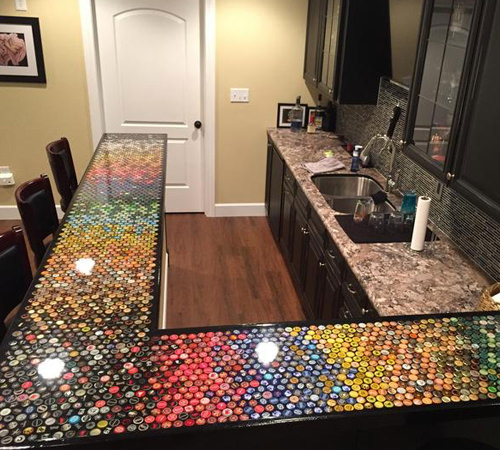 Finished bottle cap bar