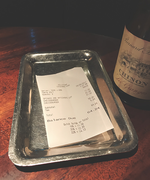 Yeah, the burgers are expensive, but at least we didn't pay for the wine.