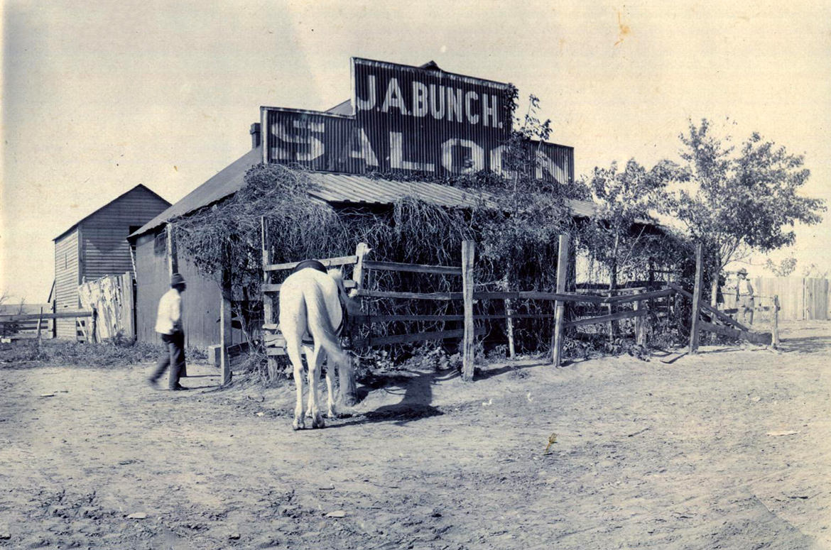Wild West saloon, J.A. Bunch, in Grand, Oklahoma.