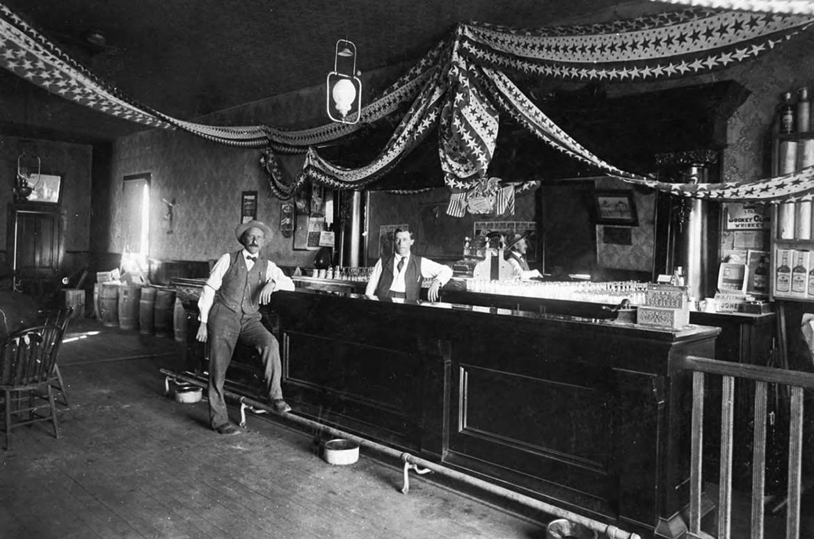 The interior of the American frontier bar, Beckwith Saloon. 