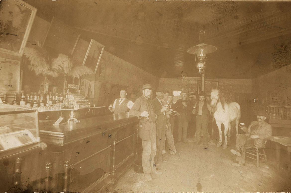 There is a horse in this bar photo from the Emery County, Utah archives.
