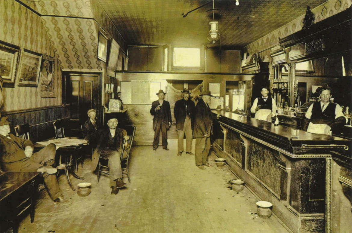 Wisconsin's Mueller Saloon is captured in a vintage photograph.