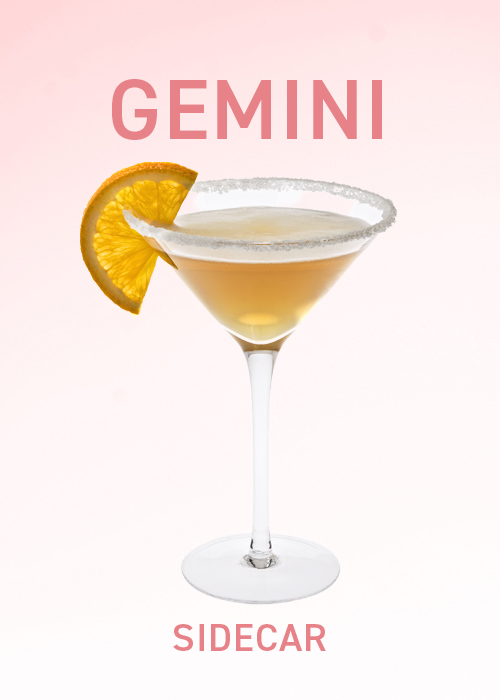 A Sidecar is recommended for Gemini in VinePair's April drinks pairing horoscope.