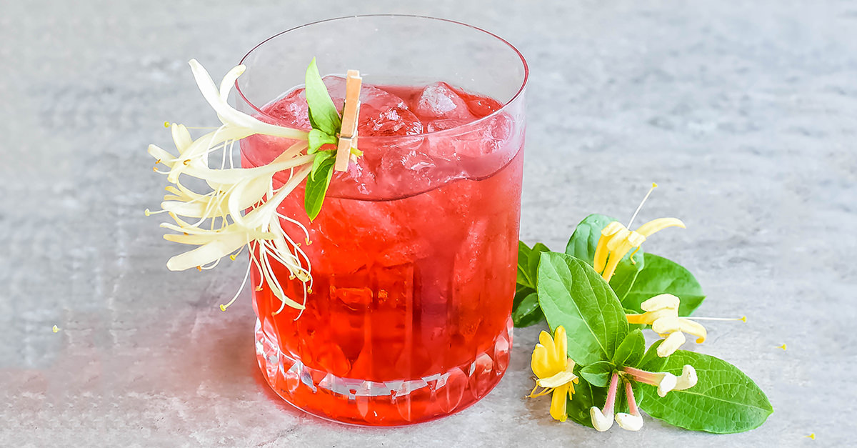 For this cocktail recipe, Natalie Migliarini riffs on a classic Negroni by incorporating dry vermouth and homemade honeysuckle simple syrup with Campari and gin. It's the perfect aperitif for spring time sipping or just lounging on a Saturday afternoon.