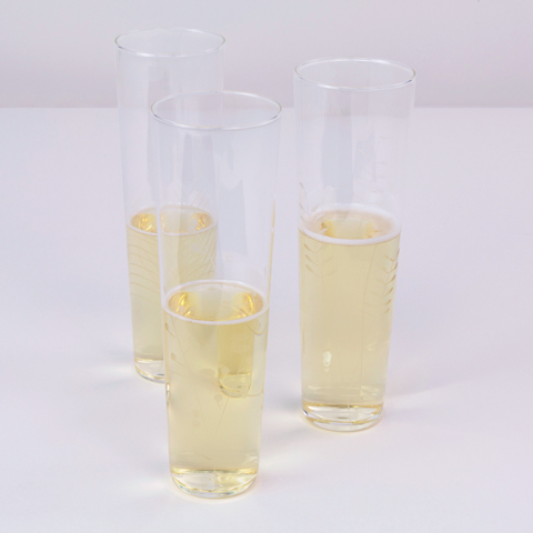 Etched Stemless Champagne Flutes Set of 6