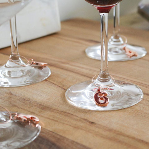 Copper plated wine charms