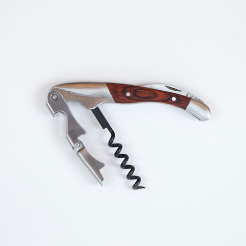 Double hinged sommelier corkscrew with rosewood handle