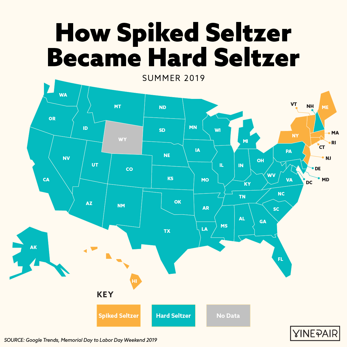 How Spiked Seltzer Became Hard Seltzer - State by State Map Summer 2019