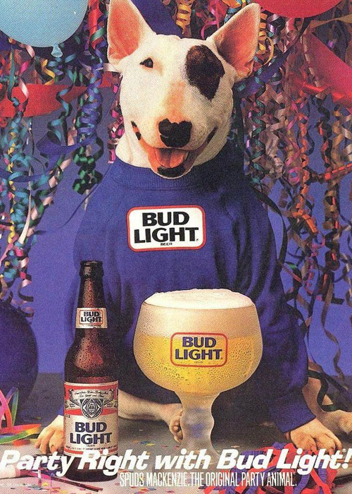 Spuds MacKenzie (Bud Light) is one of the beer mascots time forgot