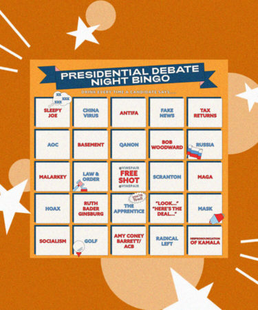 2020 1st Presidential Debate Bingo Card Drinking Game