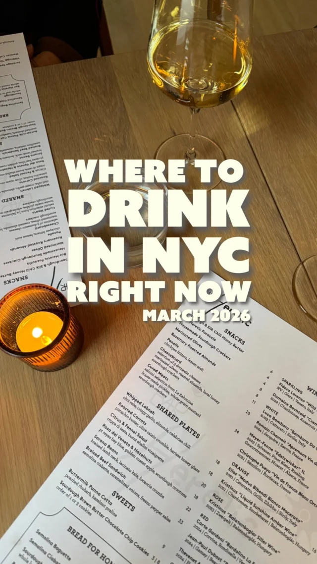 Here are three of our favorite spots in we went in NYC this month. 🍷Hit the link in our bio for the full list of the cool, current, and flat-out excellent bars and restaurants you should visit right now.